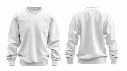 Printed white blank sweatshirt template, with two sides, natural shape on invisible mannequin. Ideal for mockup designs.