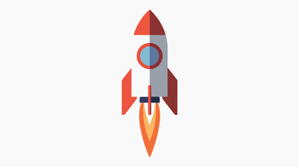 Flat rocket icon flat vector isolated on white background