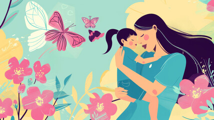 Obraz na płótnie Canvas Mother's Day holiday card, vector,generative ai