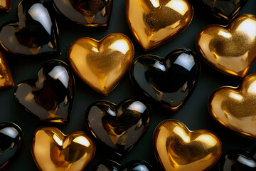 Valentine's day theme bunch of black and gold hearts background wallpaper