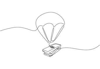 Single continuous line drawing of air balloon with money