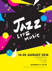 Jazz festival live music. Abstract poster. Vector graphic design