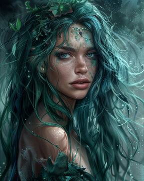 Hada sirena de cabello verde