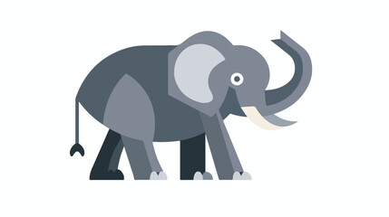 Gray elephant flat vector isolated on white background