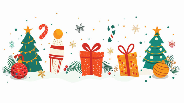 Greeting card to christmas and new year. flat vector
