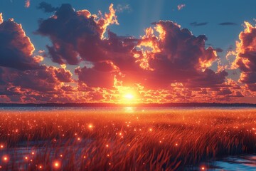 Silken sunset in june, Colors of June, abstract background with silk and sun in pink and orange,, purple hues, and with copyspace for your text. May background banner.