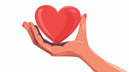 Hand holding heart symbol flat vector isolated on white