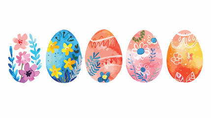 Fototapeta na wymiar Hand drawn watercolor happy Easter egg silhouette wit