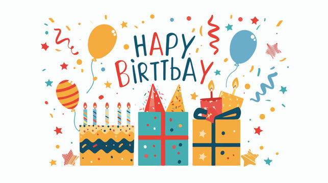 Happy birthday design flat vector isolated on white background