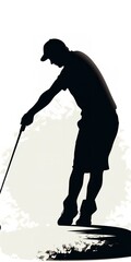 Golf Silhouette of Golfer Vector Clip Art Illustration on White Background