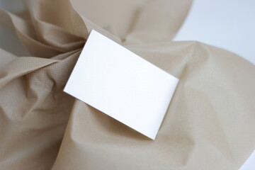 blank business card on white Blank paper for mockup business card decoration on a wooden background