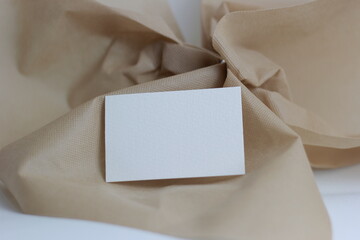 business card with blank card Blank paper for mockup business card decoration on a wooden background