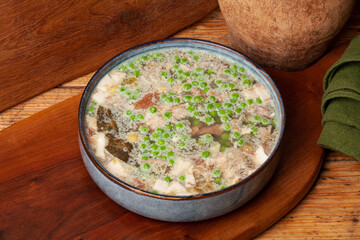 Jellied veal is a cold cut dish made from veal, pork, stock, onion and spices such as allspice, bay...