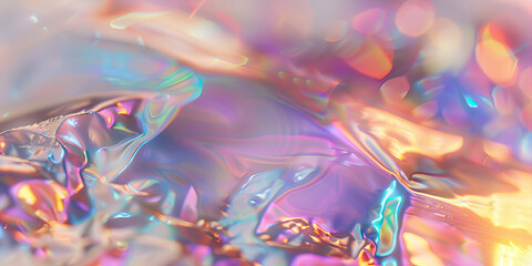 Abstract holographic background with rainbow reflections.
