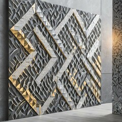 wall.A cutting-edge Thermo Cool wall design featuring innovative heat-regulating materials and geometric patterns, engineered to maintain a comfortable indoor temperature while adding a modern aesthet