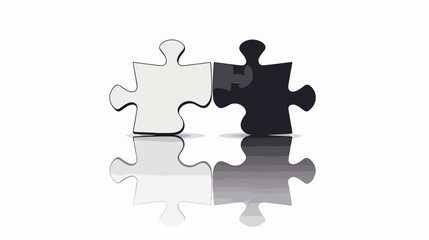 Icon of Puzzle decision. Shadow reflection design. Ve