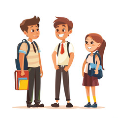 Fototapeta premium Cute schoolboy and schoolgirl with backpacks. Vector illustration.