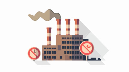Illustration of a long shadow factory icon with a sub