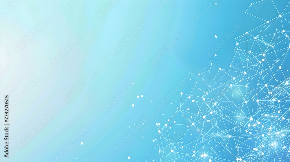 Wall mural abstract light blue network background. connected dots and lines on a gradient sky. concept of digit