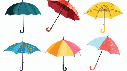 Fototapeta na wymiar Illustration of Seven different umbrellas flat vector