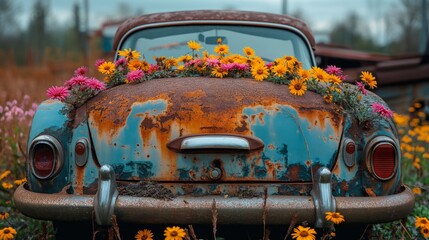 old rusty car - obrazy, fototapety, plakaty