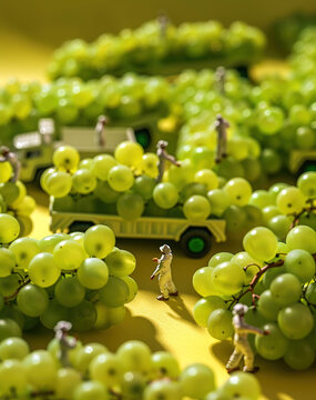 A little farmer is harvesting grapes., generative ai