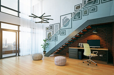 modern home office interior. - 773271539