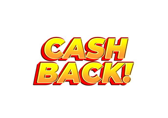 Fototapeta na wymiar Cash back. Text effect in eye catching colors and 3D look