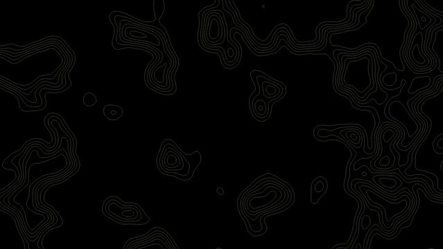 Gray outline topographic contour map abstract tech motion graphic design. Geometric background. Video animation Ultra HD 4K 3840x2160.Abstract animated outline topographic contour map. TECHNOLOGY