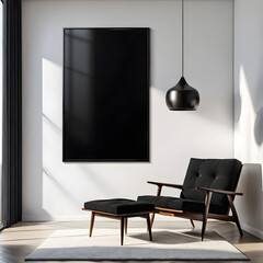 modern living room. Mockup frame. Generative AI