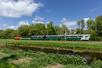 Fototapeta na wymiar Narrow gauge railway from Balatonfenyves to Csisztafurdo near Balaton, Somogy region, Hungary