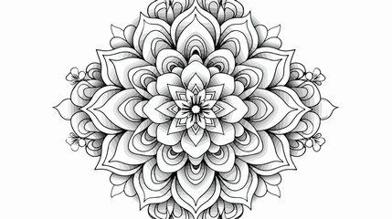 Vector abstract floral ethnic outline hand drawn mand