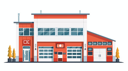 Vector fire station with pin ponter flat vector isolated