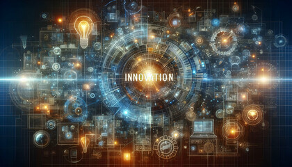 Innovation Matrix A digital grid backdrop illustrating the complex matrix of innovation. in business innovation abstract theme ,Full depth of field, clean bright tone, high quality ,include copy space