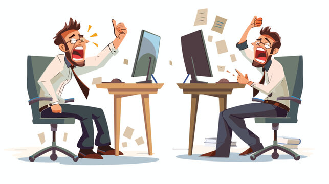Vector funny comic cartoon drawing of office worker o