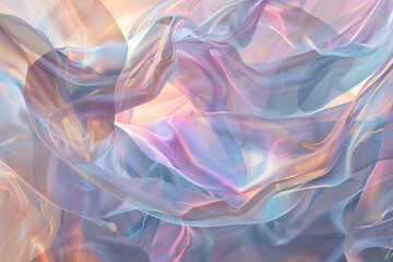 Obraz premium Pastel-toned light cascading over holographic abstract shapes, creating a 3D visual feast of color, form, and fantasy.