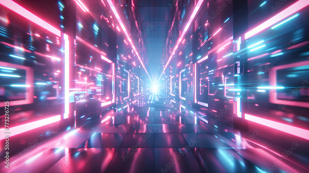 Wall mural futuristic technology abstract background with glowing lines and bokeh ,abstract technology backgrou