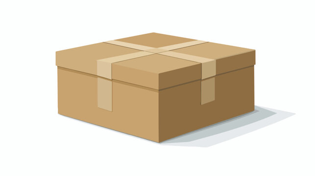 Vector illustration of a brown paper box closed on a