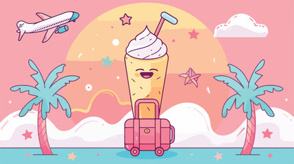 Obraz na płótnie Canvas Vector illustration of color smile ice cream with sui