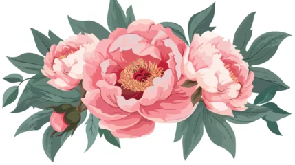 Outdoor kussens Vector illustration with peony flower flat vector isolated © Megan