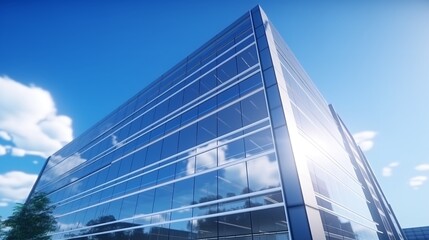 Fototapeta na wymiar Modern Office Building with Blue Sky and Glass Facade