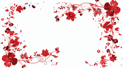 Vector ornate frame with stylized flowers in red colo