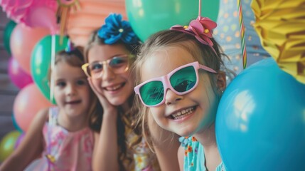 A birthday party with a photo booth for guests to take fun pictures. 