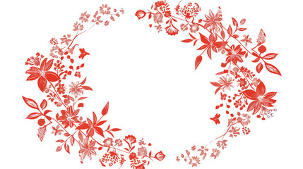 Vector ornate frame with stylized flowers in red colo