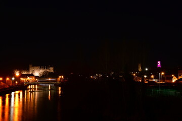 Fototapeta na wymiar Night view to Kilkenny Castle and River Nore 