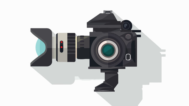 Video Camera Camcorder on White Square Button flat vector