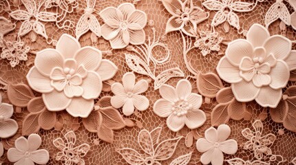 Beige floral lace texture. - obrazy, fototapety, plakaty