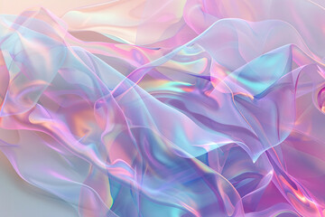 Soft pastel hues casting light over holographic 3D forms, blending in a harmonious abstract composition of color and design.