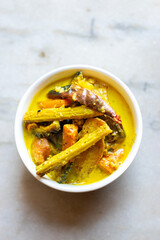 selective focus of famous Bengali recipe 