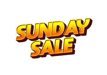 Sunday sale. Text effect in 3D style and eye catching colors